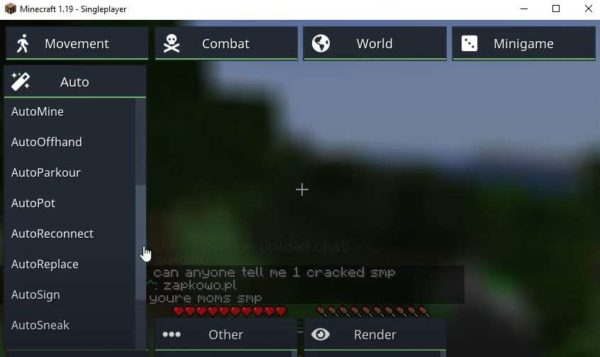 Minecraft Aristois клиент